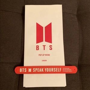 BTS London Pop Up Menu & Slap Bracelet